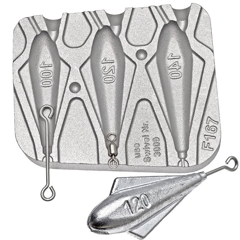 Stampo Piombo Pesca Surfcasting  Ogiva con Alette gr. 100-120-140